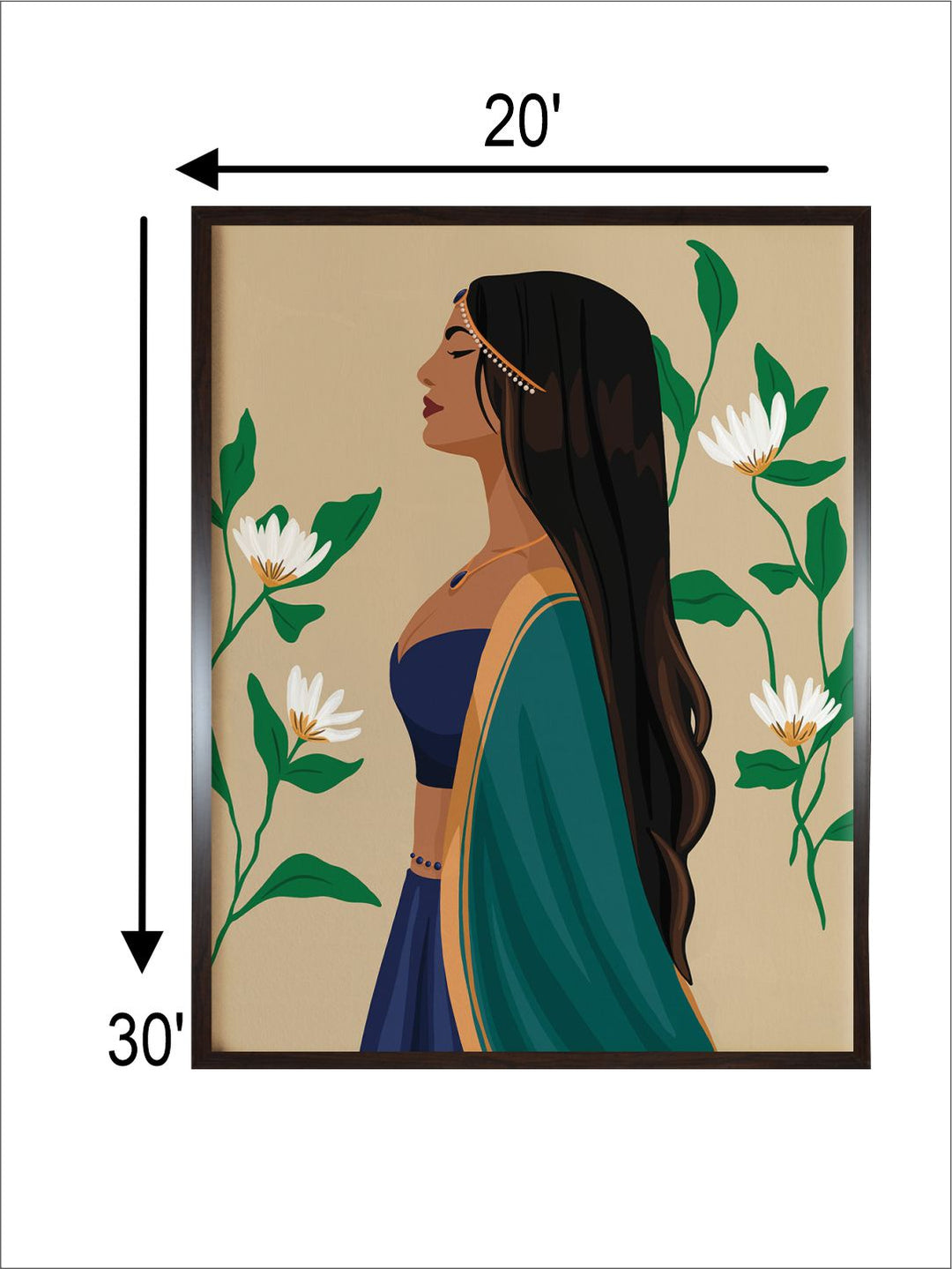 "Beige & Green Painting Canvas Wall Art''