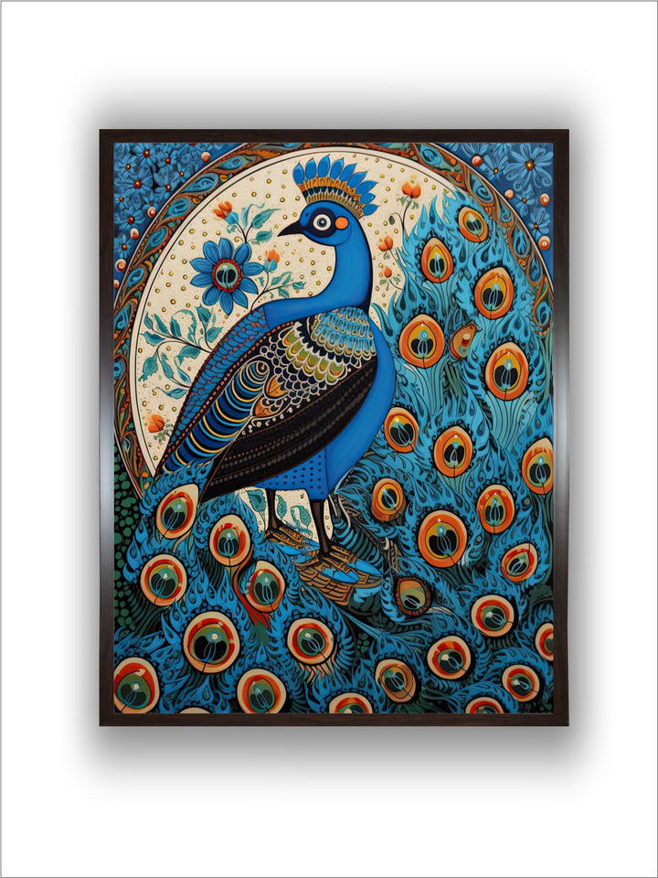 "Indian Peacock Painting Canvas Wall Art''
