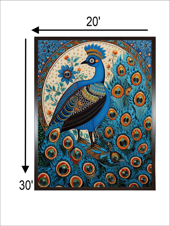 "Indian Peacock Painting Canvas Wall Art''