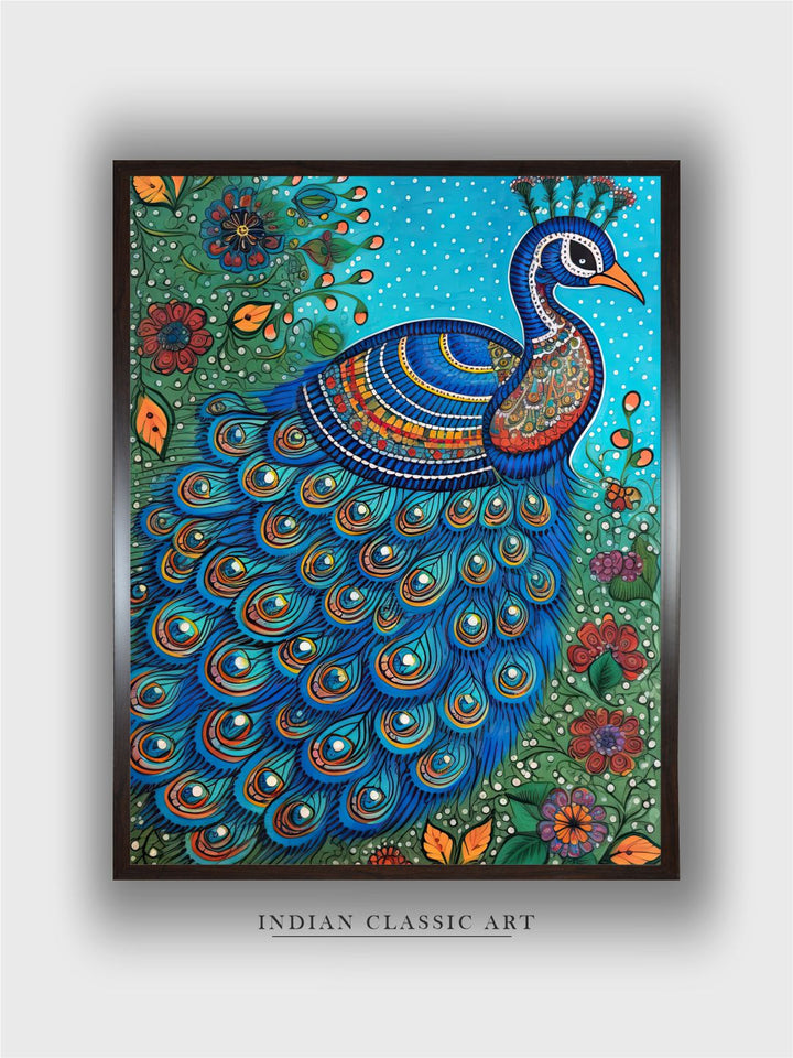 "Peacock Painted Framed Wall Art''