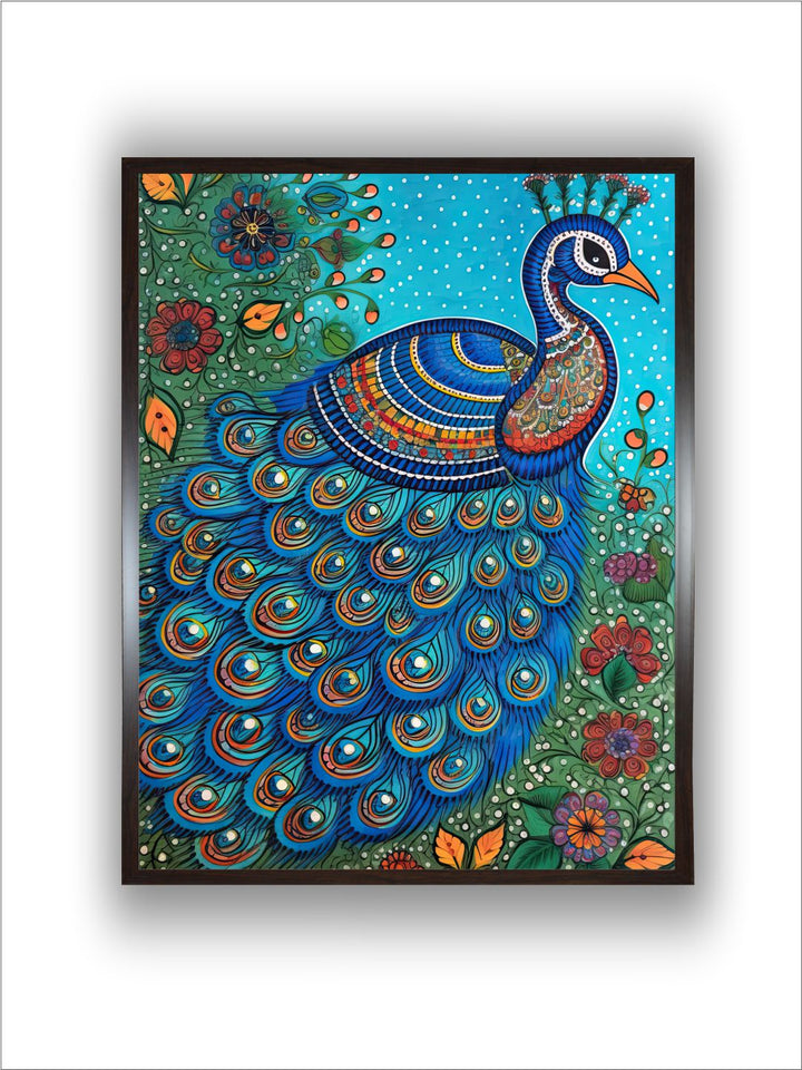 "Peacock Painted Framed Wall Art''