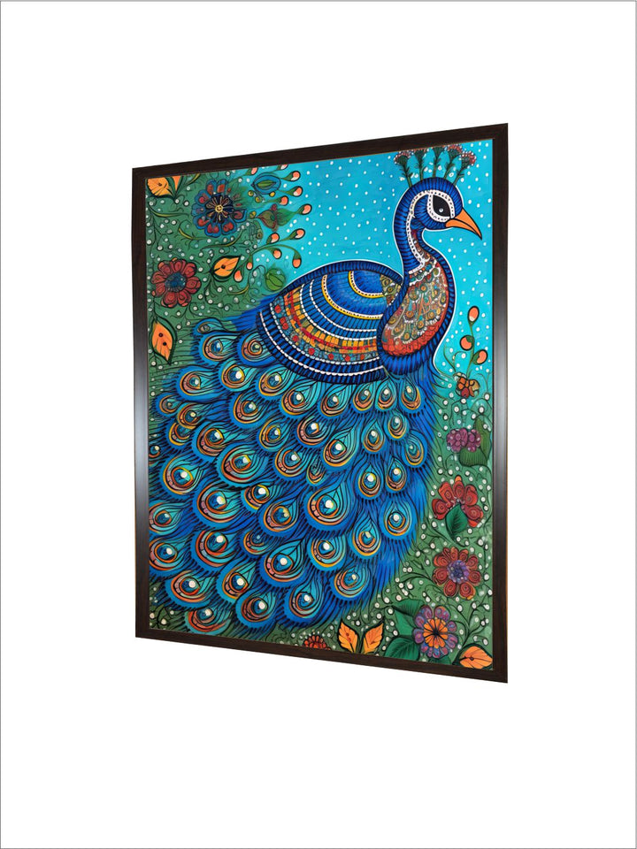 "Peacock Painted Framed Wall Art''