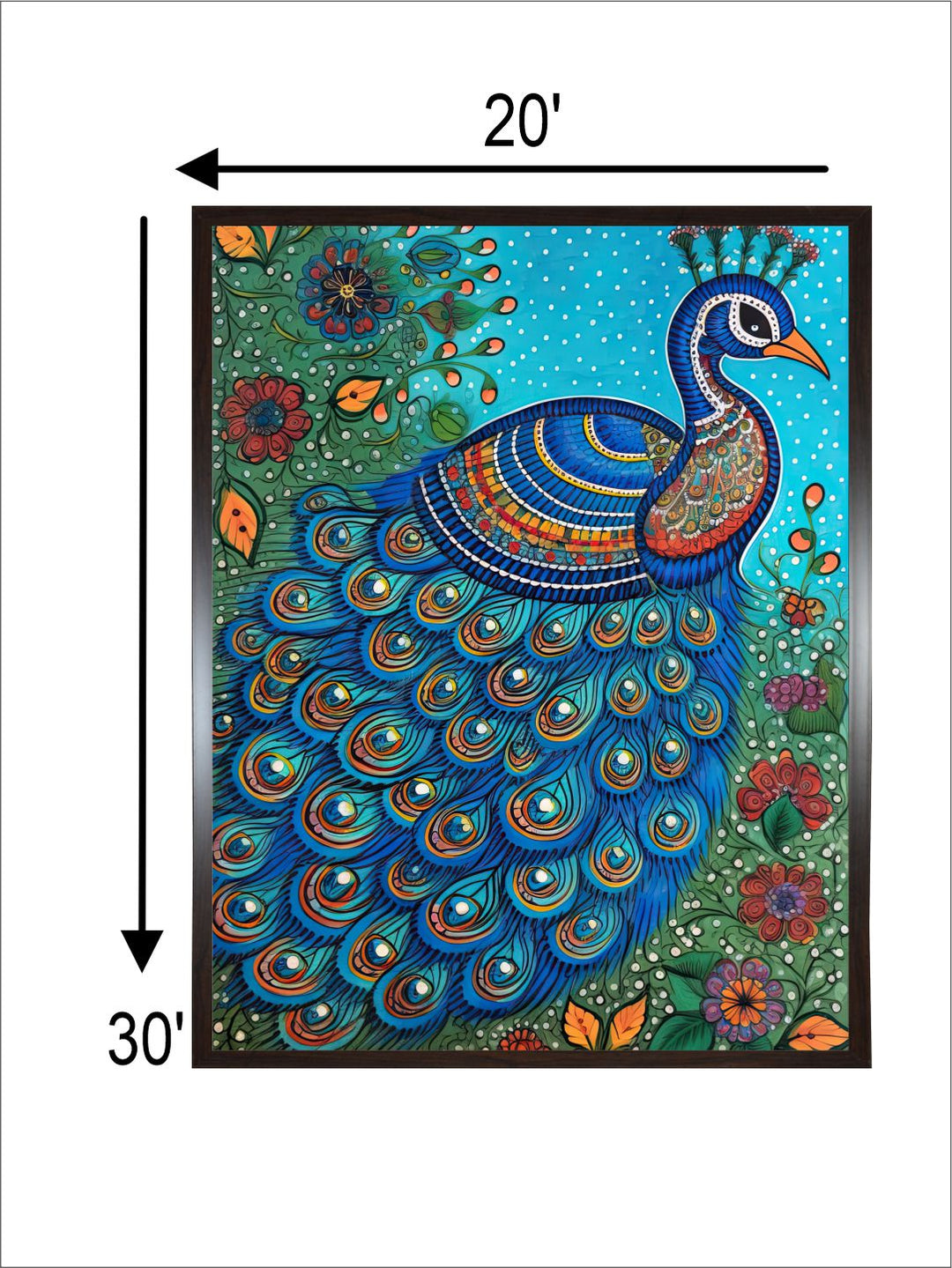 "Peacock Painted Framed Wall Art''