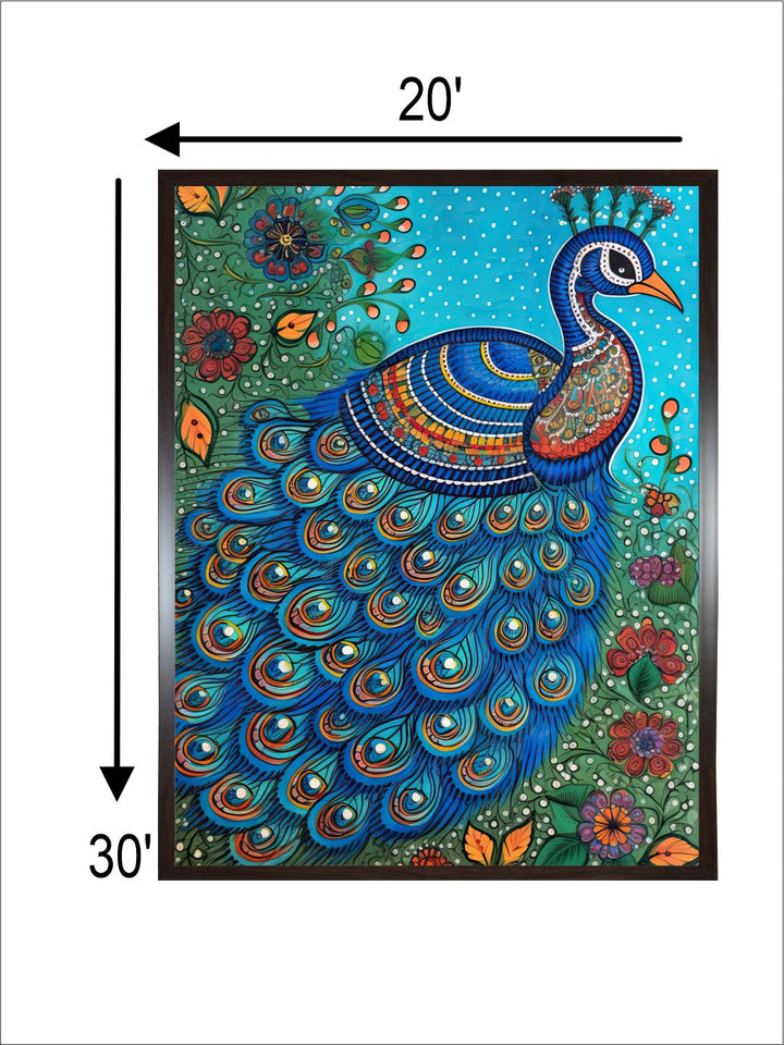 "Peacock Painted Framed Wall Art''