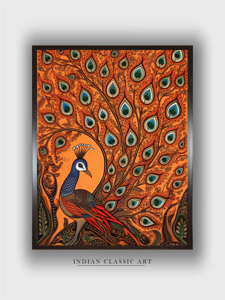 "Peacock Printed Framed Wall Art''