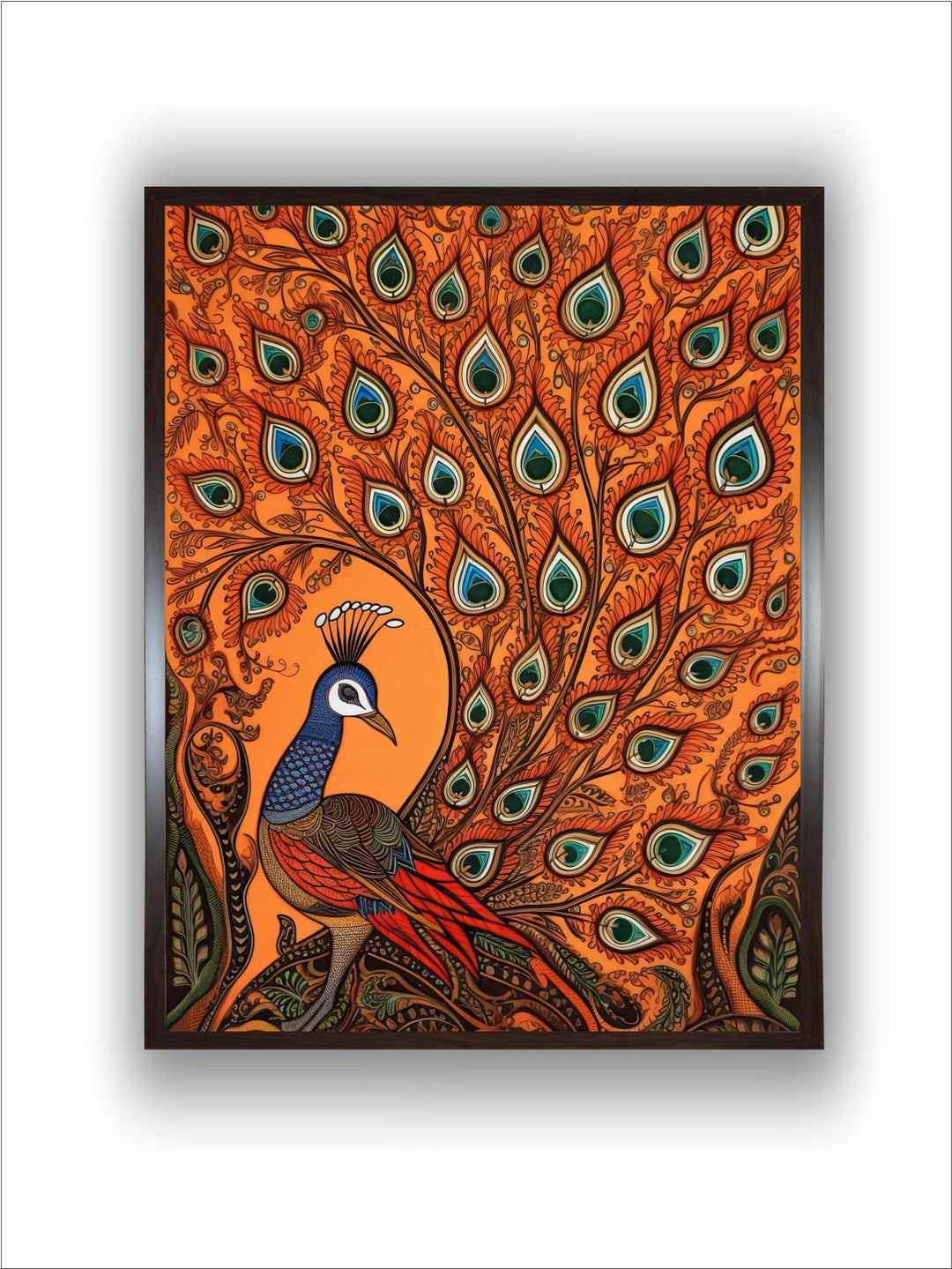 "Peacock Printed Framed Wall Art''