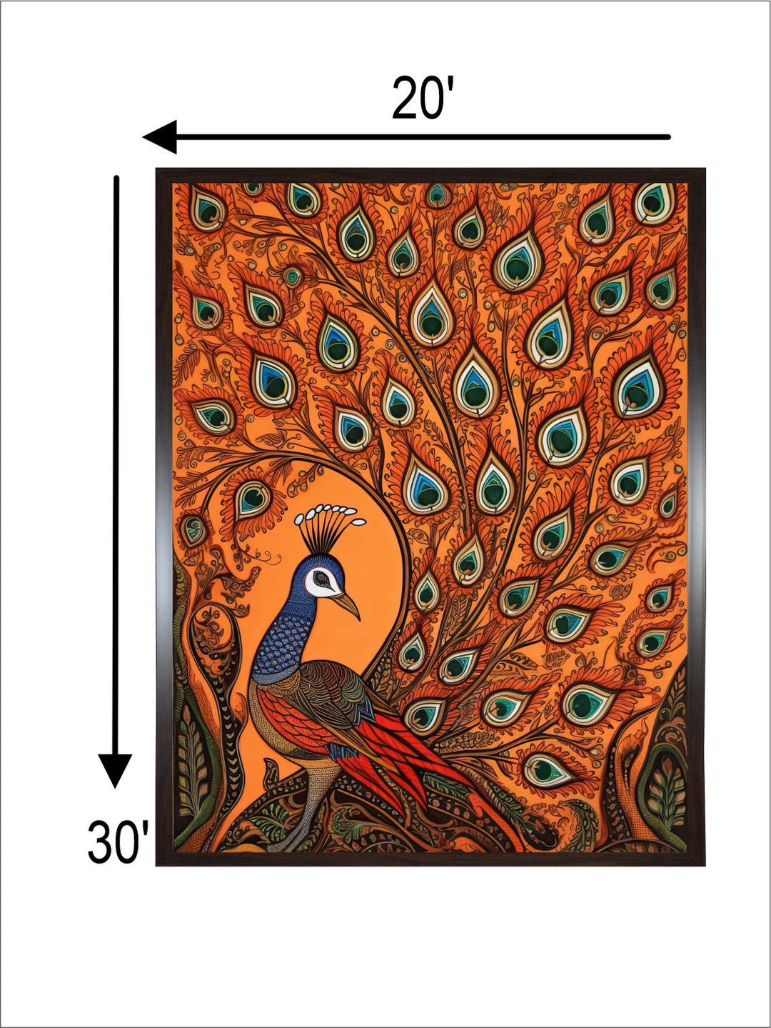 "Peacock Printed Framed Wall Art''