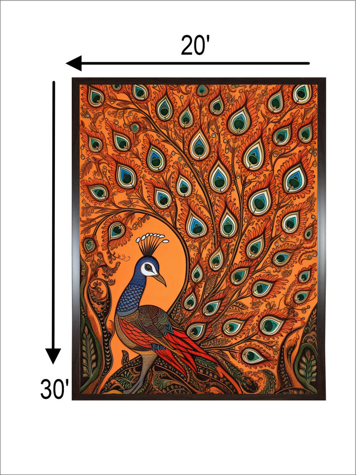 "Peacock Printed Framed Wall Art''