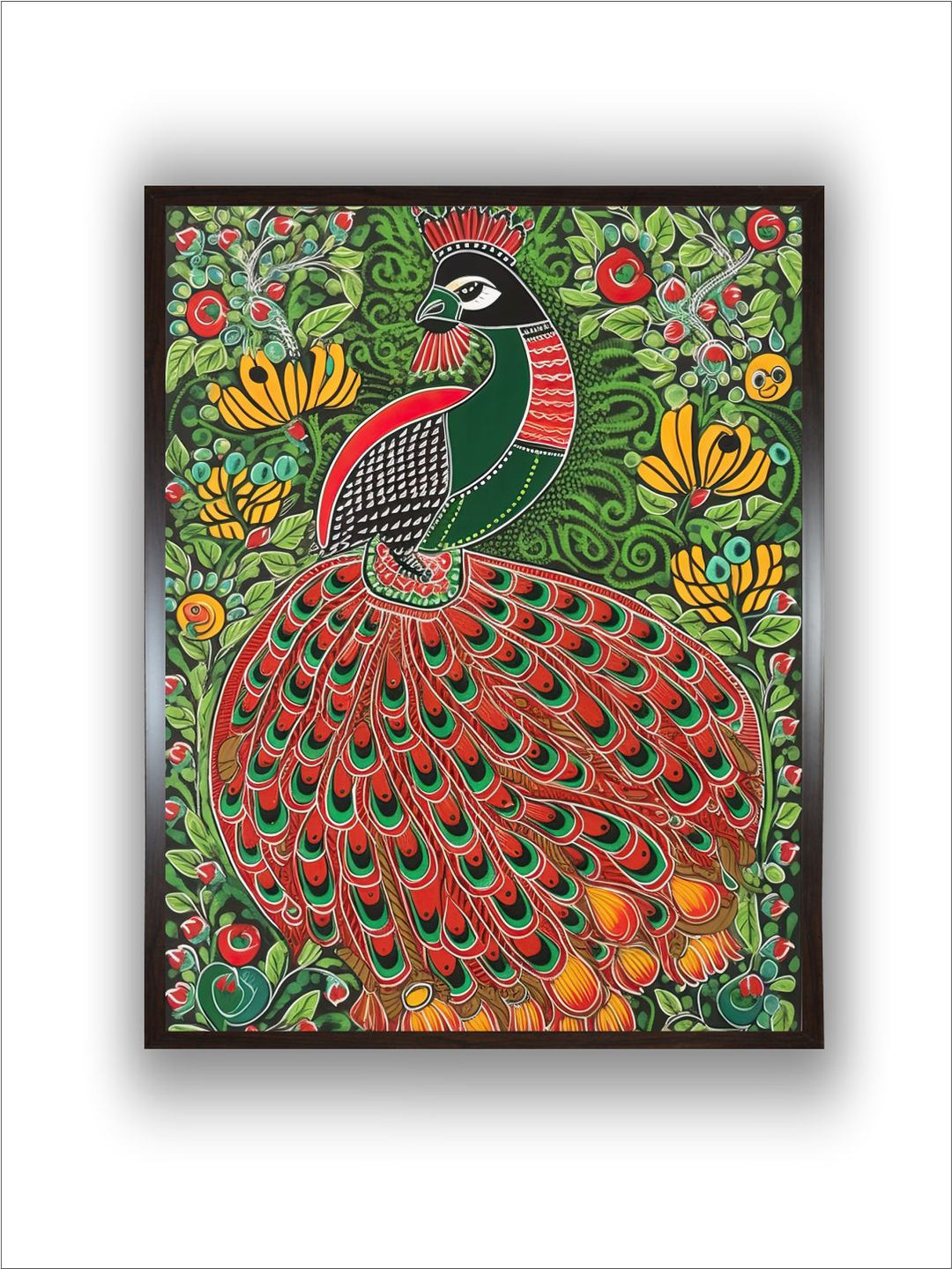 "Indian Peacock Painting Canvas Wall Art''