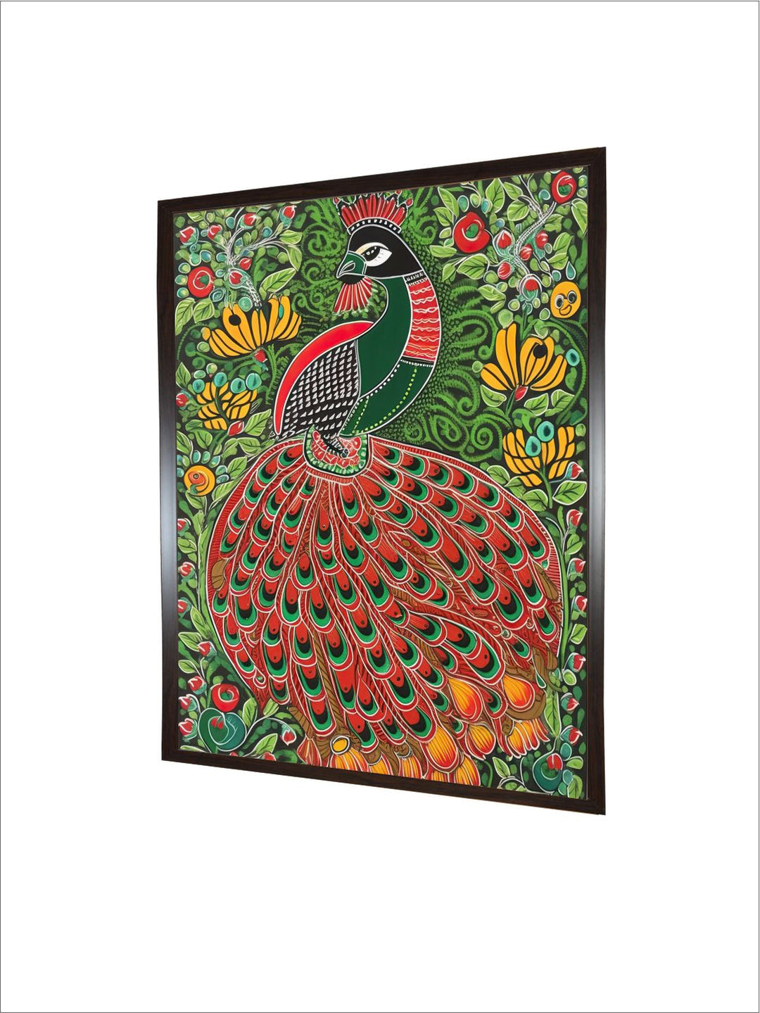 "Indian Peacock Painting Canvas Wall Art''