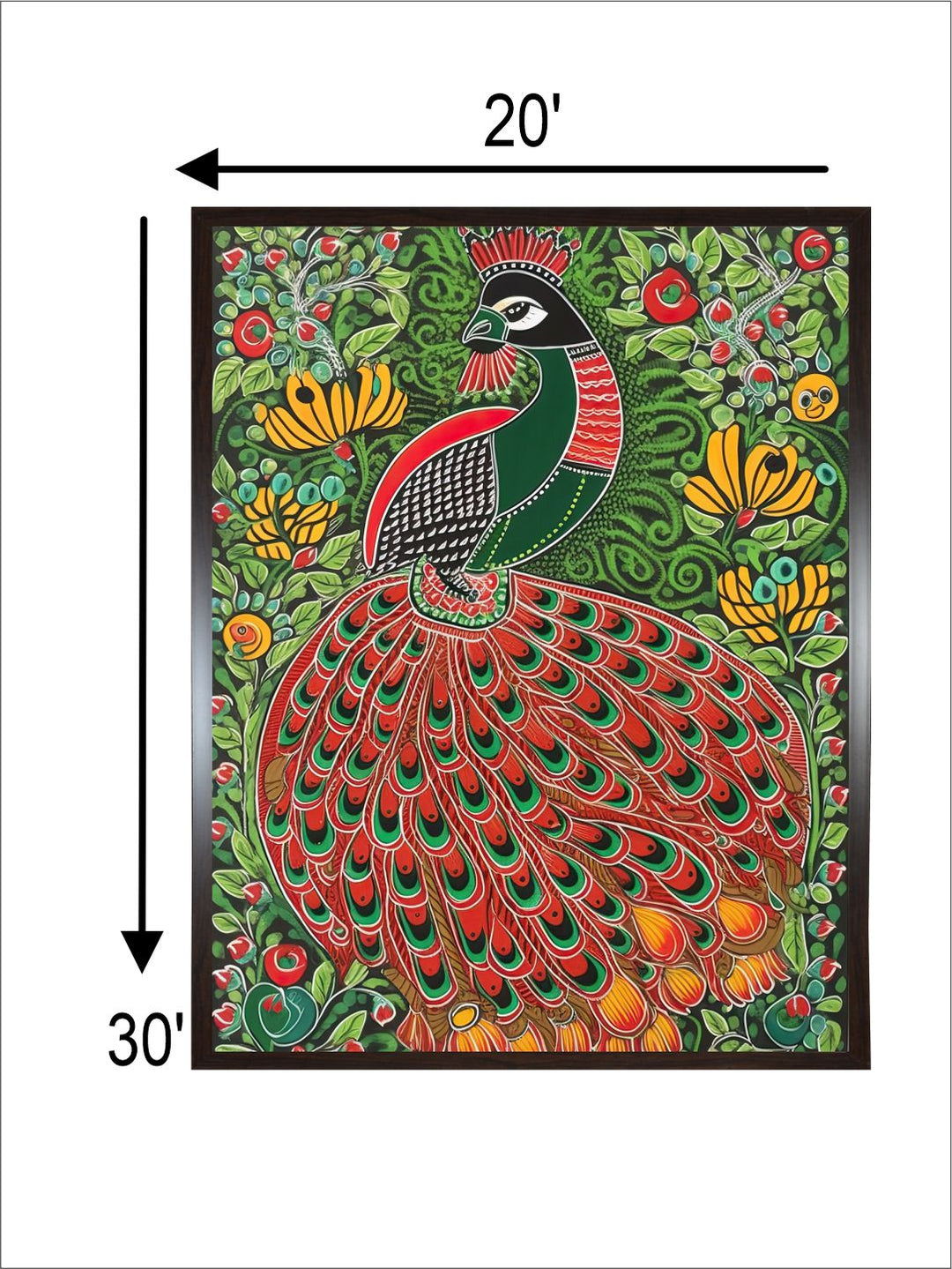 "Indian Peacock Painting Canvas Wall Art''