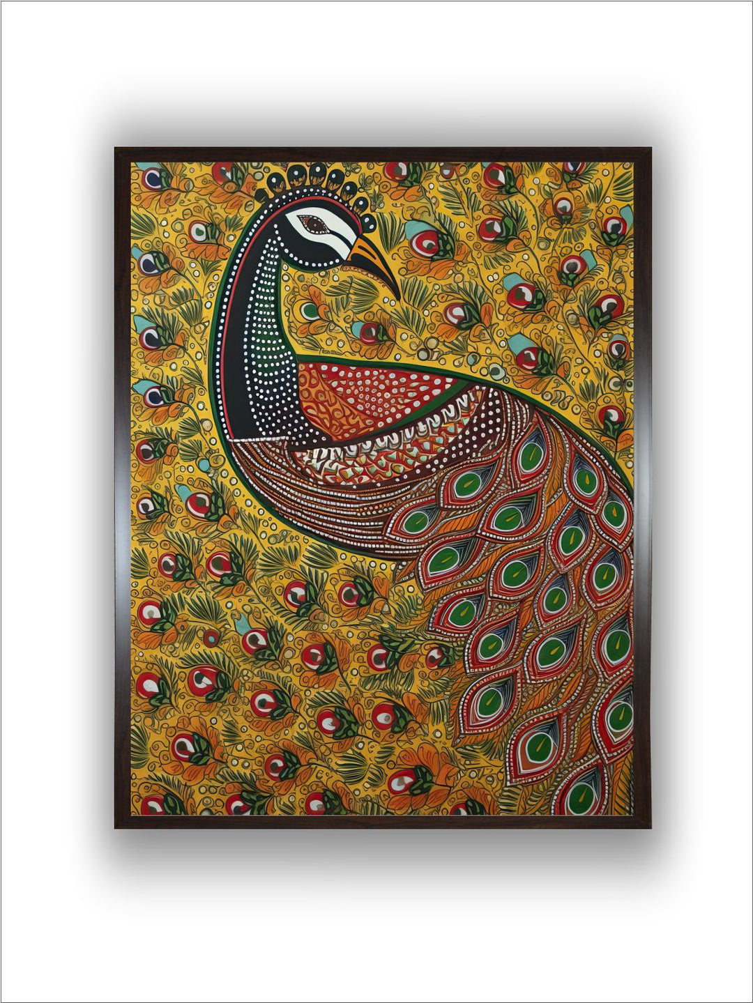 "Indian Peacock Printed Framed Wall Art''