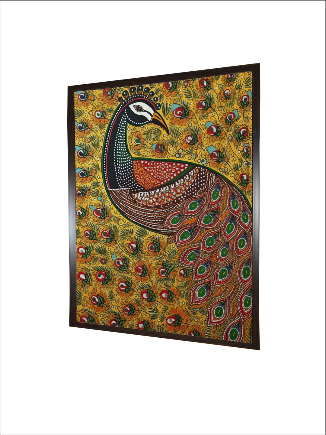 "Indian Peacock Printed Framed Wall Art''