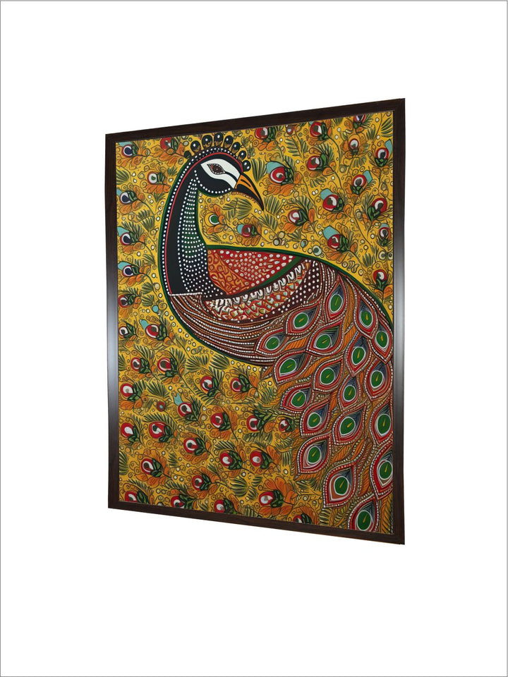 "Indian Peacock Printed Framed Wall Art''