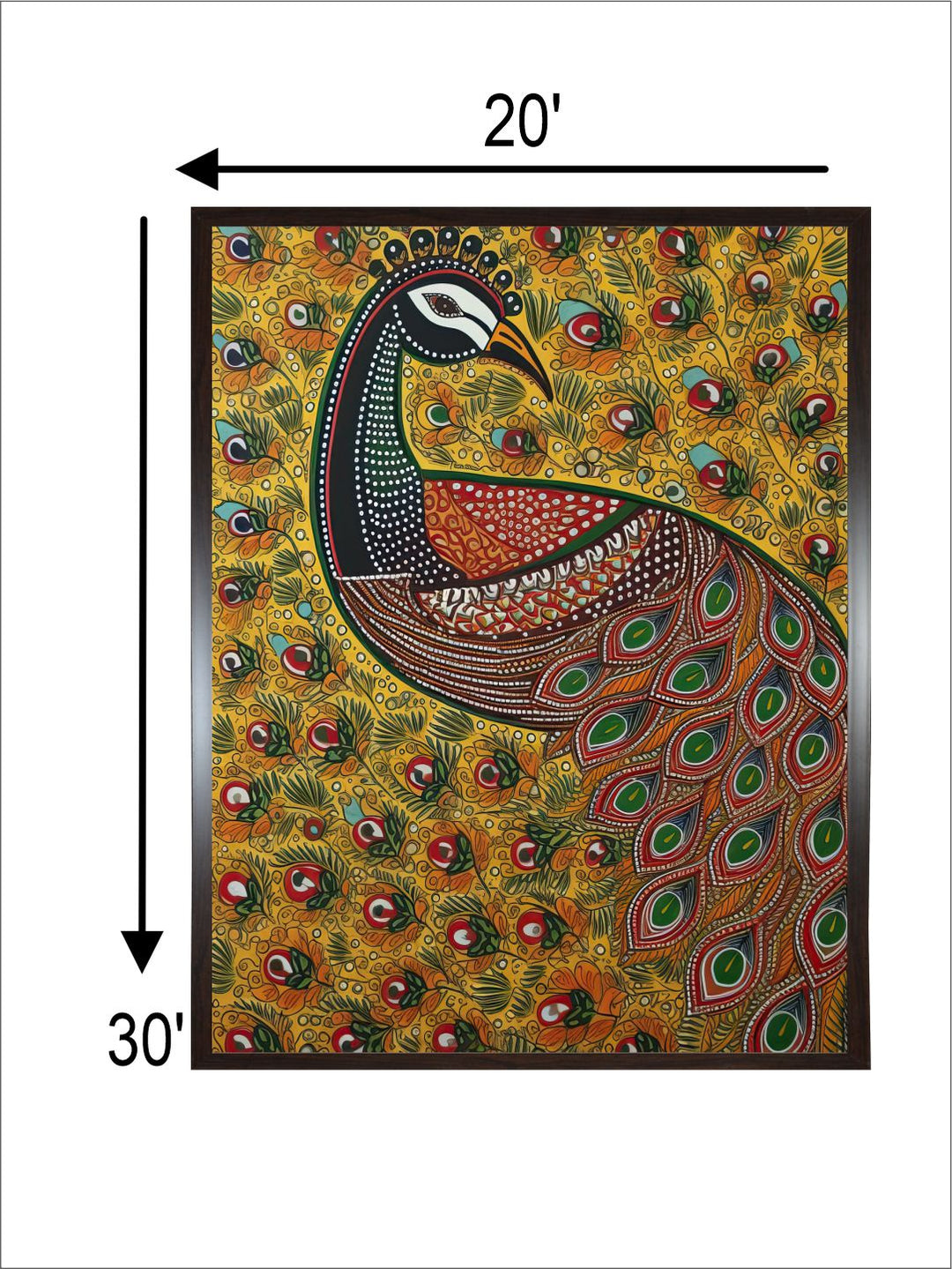 "Indian Peacock Printed Framed Wall Art''