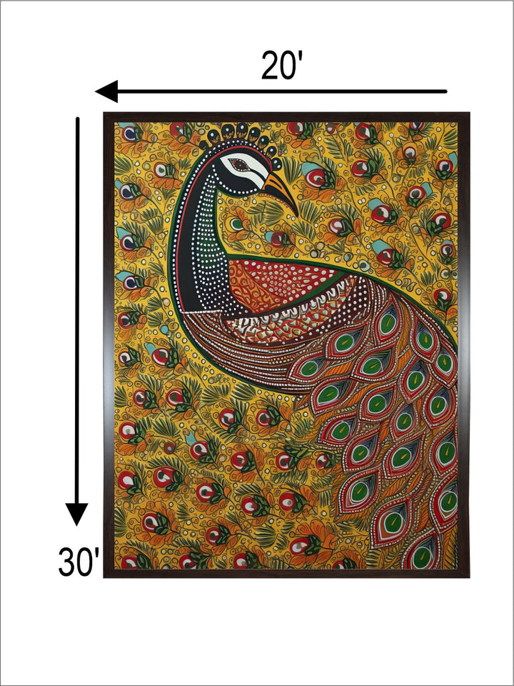 "Indian Peacock Printed Framed Wall Art''