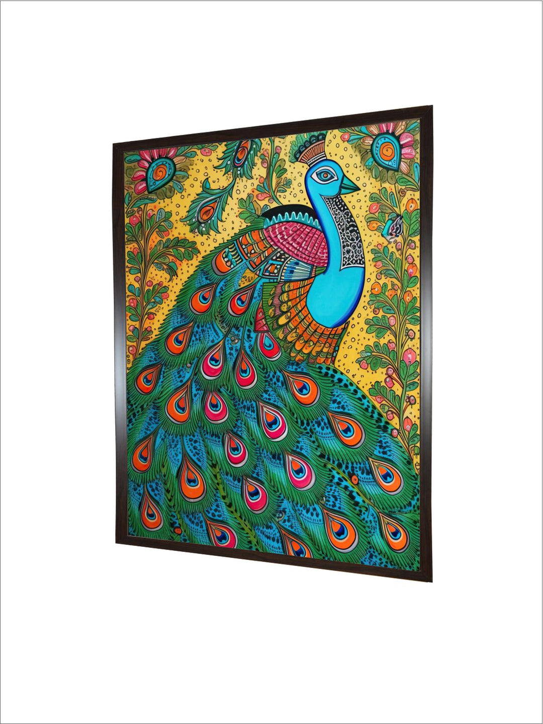 "Indian Peacock Printed Framed Wall Art''