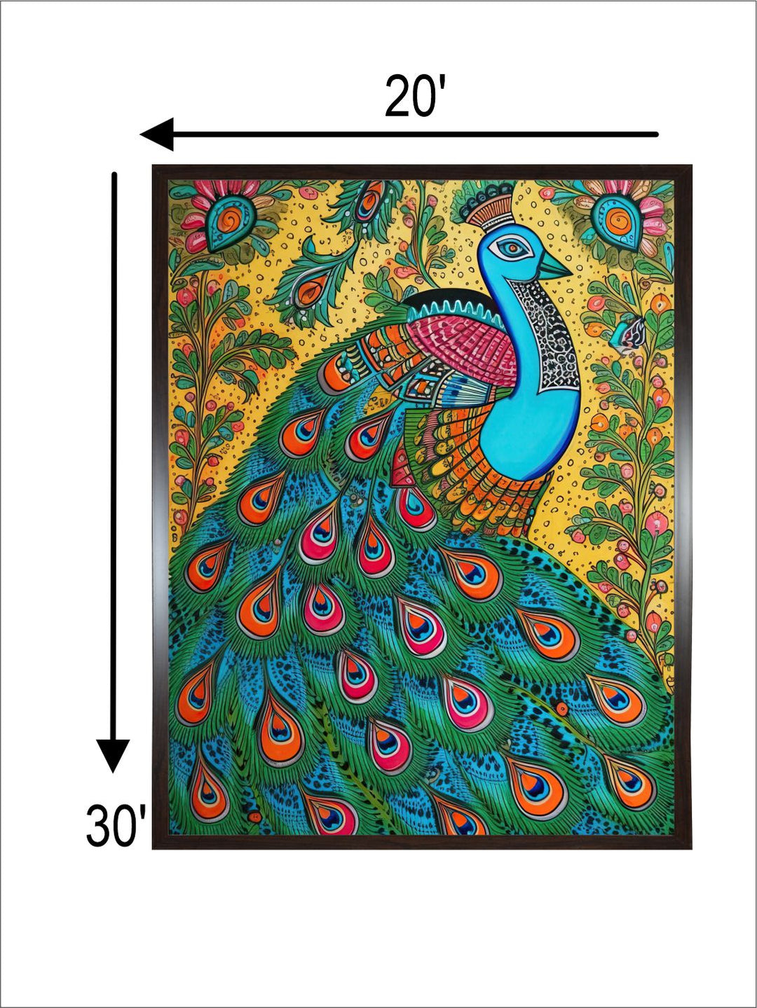 "Indian Peacock Printed Framed Wall Art''