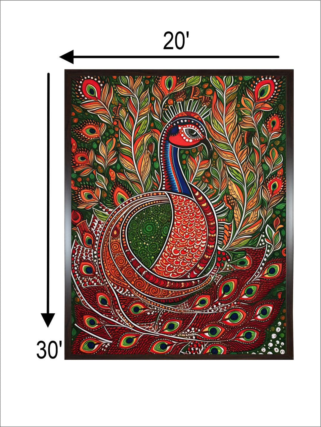 "Indian Peacock Printed Framed Wall Art''