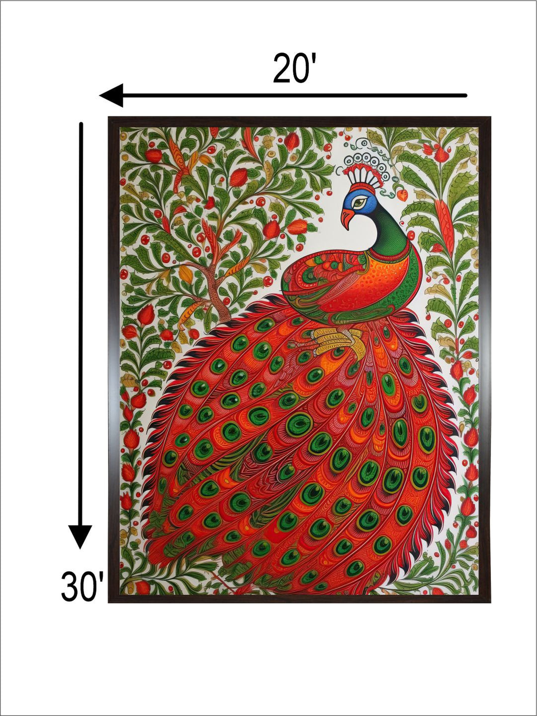 "Indian Peacock Printed Framed Wall Art''
