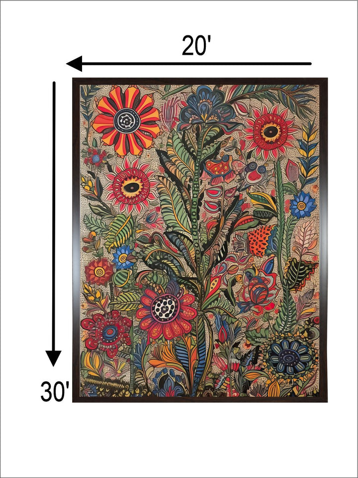 "Madhubani Floral Printed Framed Wall Art'' (Copy)