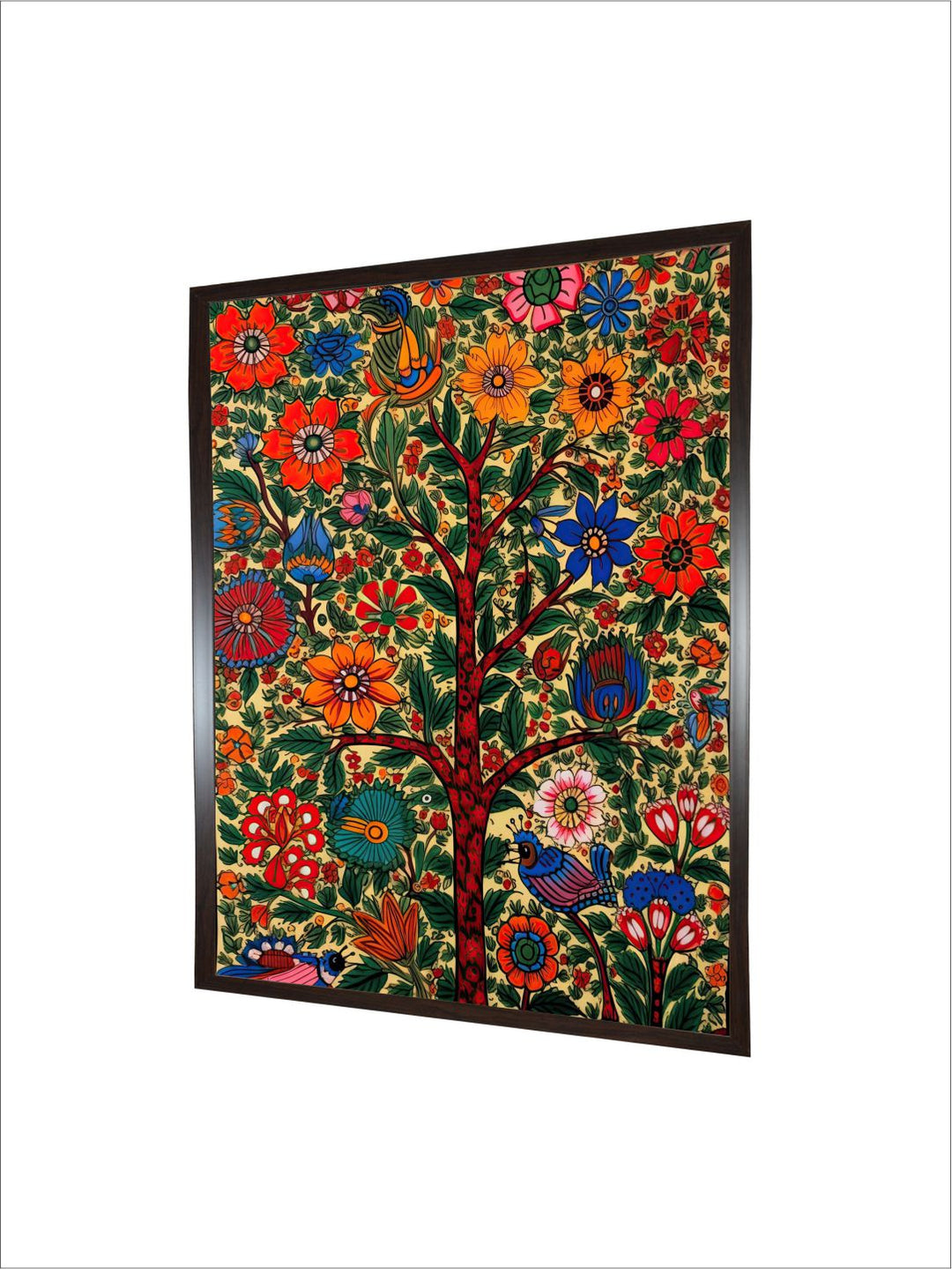 "Madhubani Floral Printed Framed Wall Art''