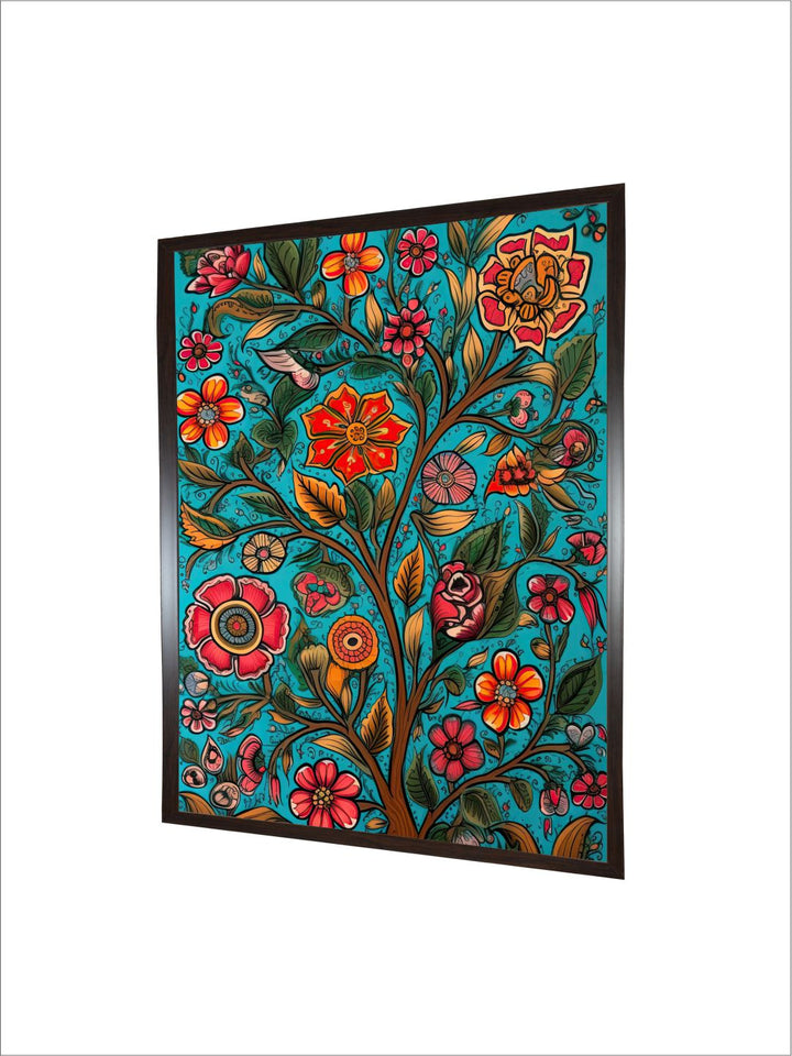 "Madhubani Floral Printed Framed Wall Art''