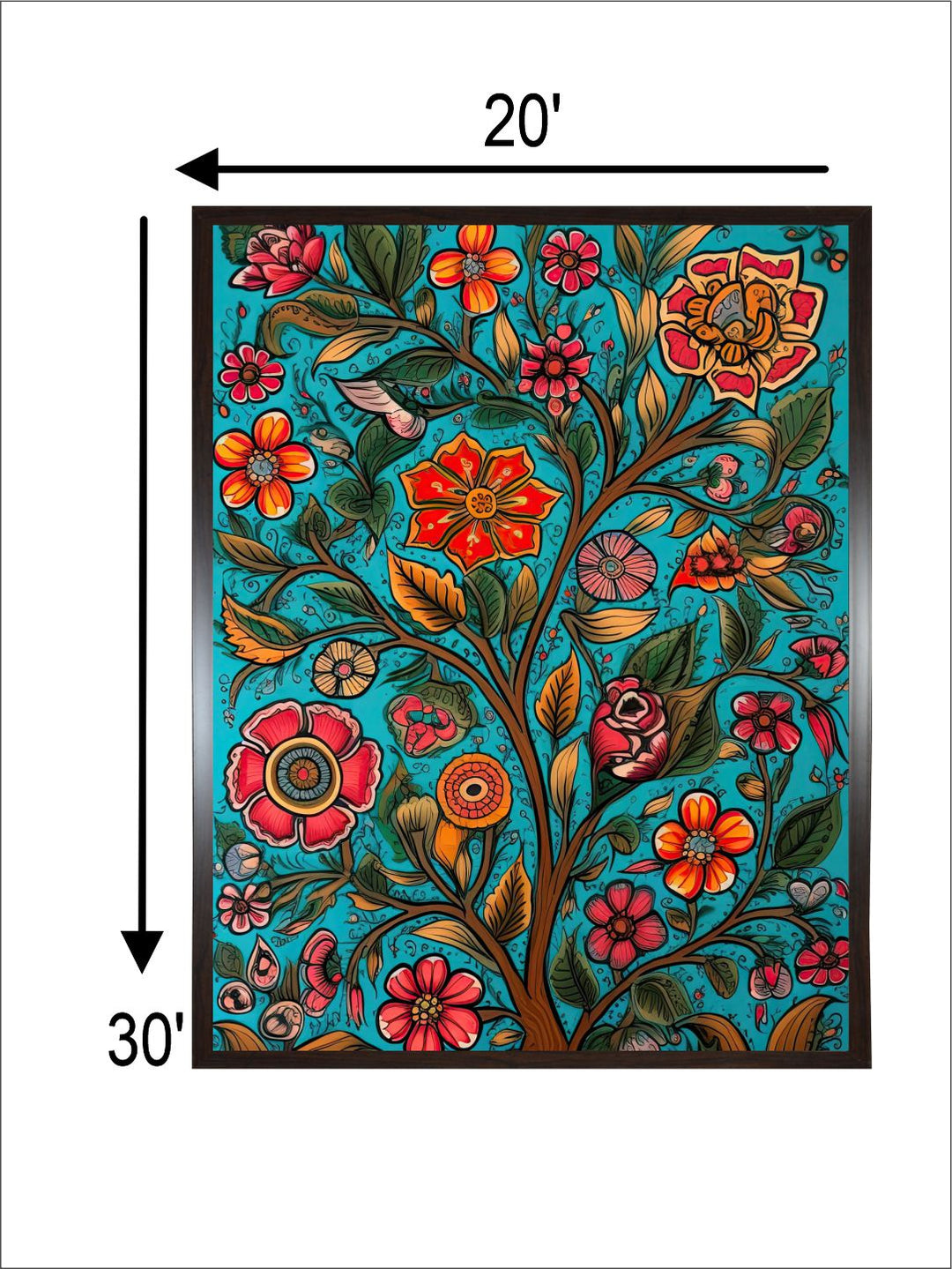 "Madhubani Floral Printed Framed Wall Art''