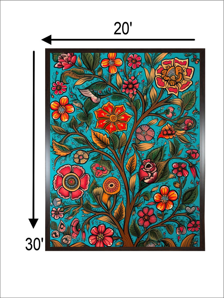 "Madhubani Floral Printed Framed Wall Art''