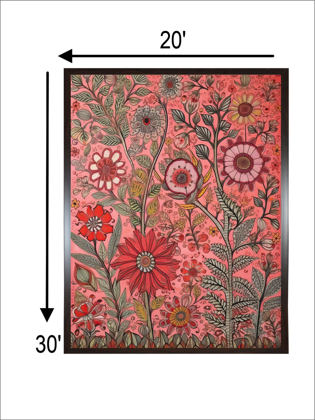 "Madhubani Floral Printed Framed Wall Art''