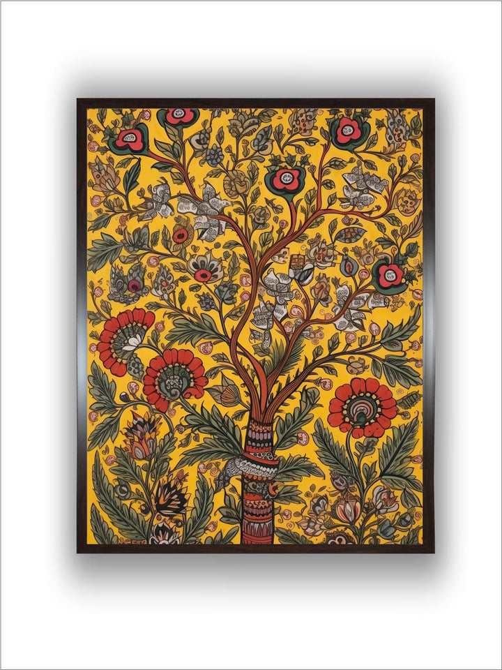 "Madhubani Floral Printed Framed Wall Art''