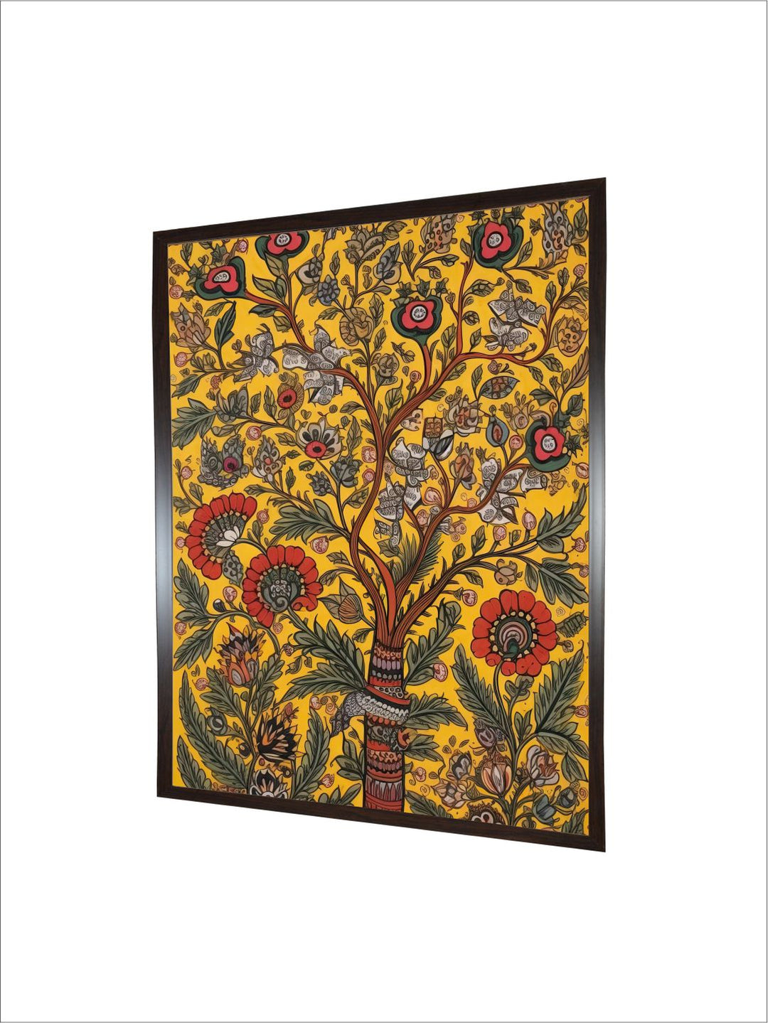 "Madhubani Floral Printed Framed Wall Art''