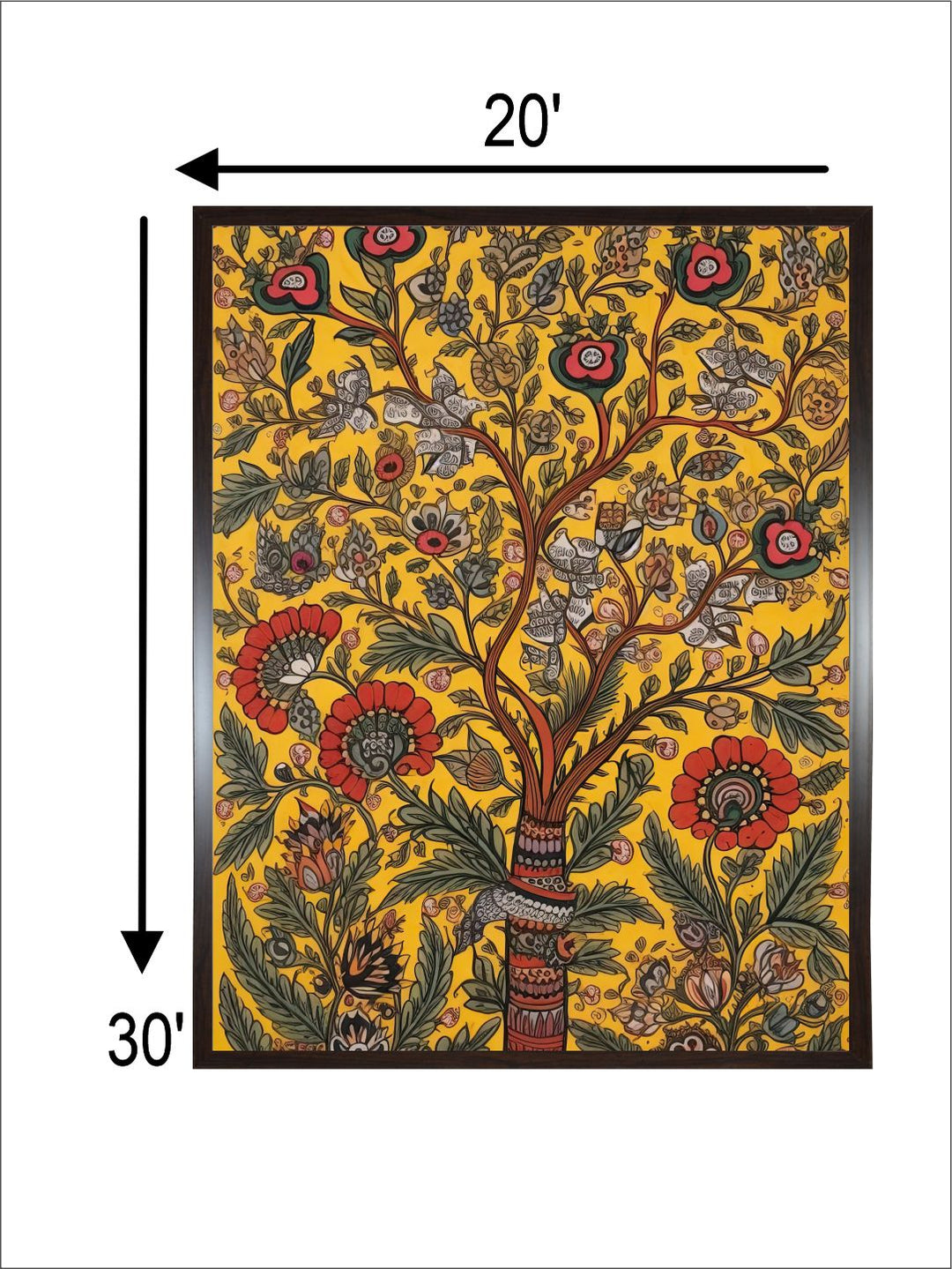 "Madhubani Floral Printed Framed Wall Art''
