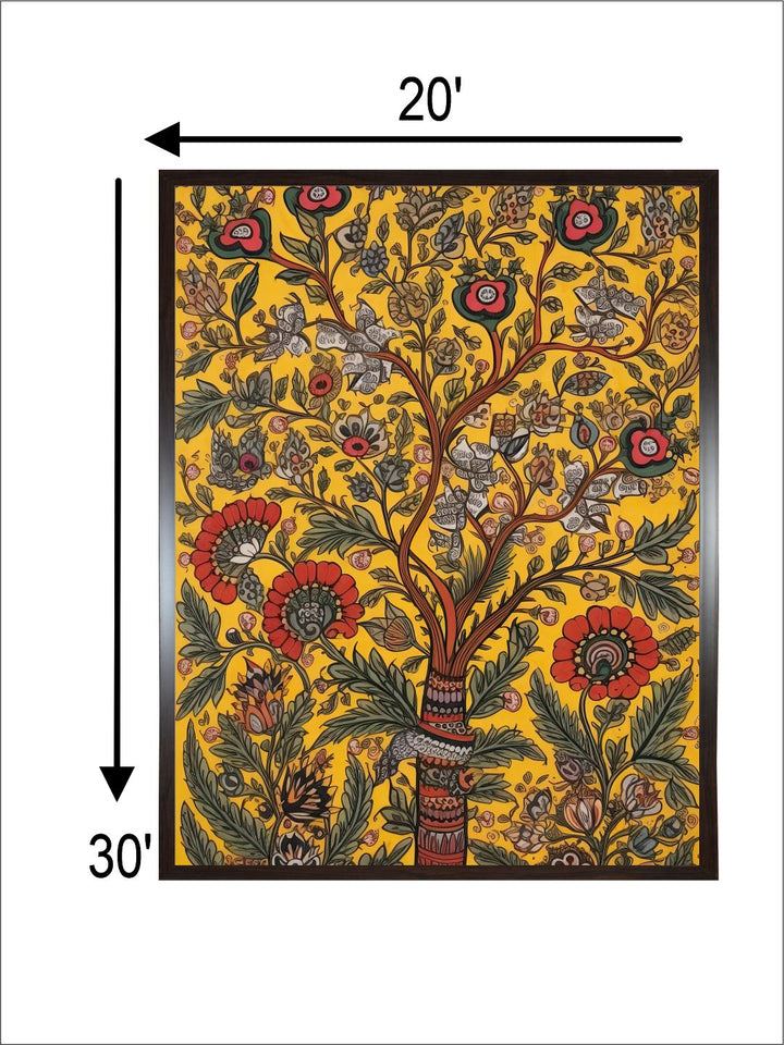 "Madhubani Floral Printed Framed Wall Art''