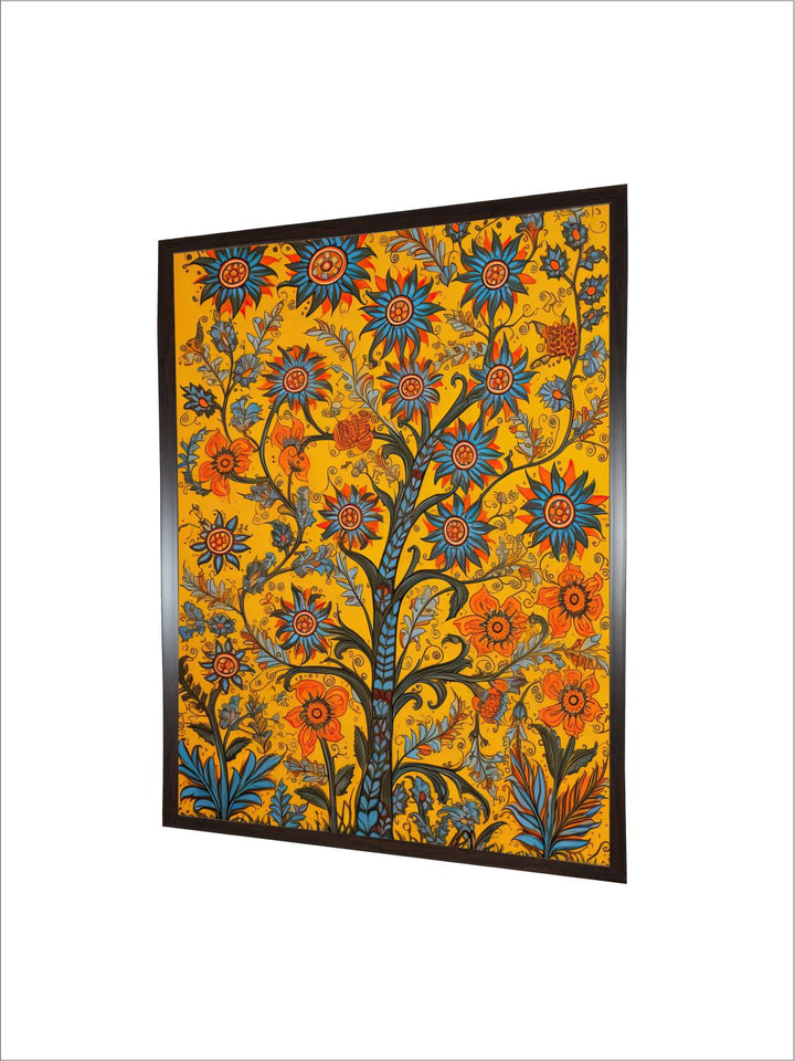 "Madhubani Floral Printed Framed Wall Art''