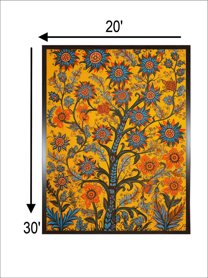 "Madhubani Floral Printed Framed Wall Art''