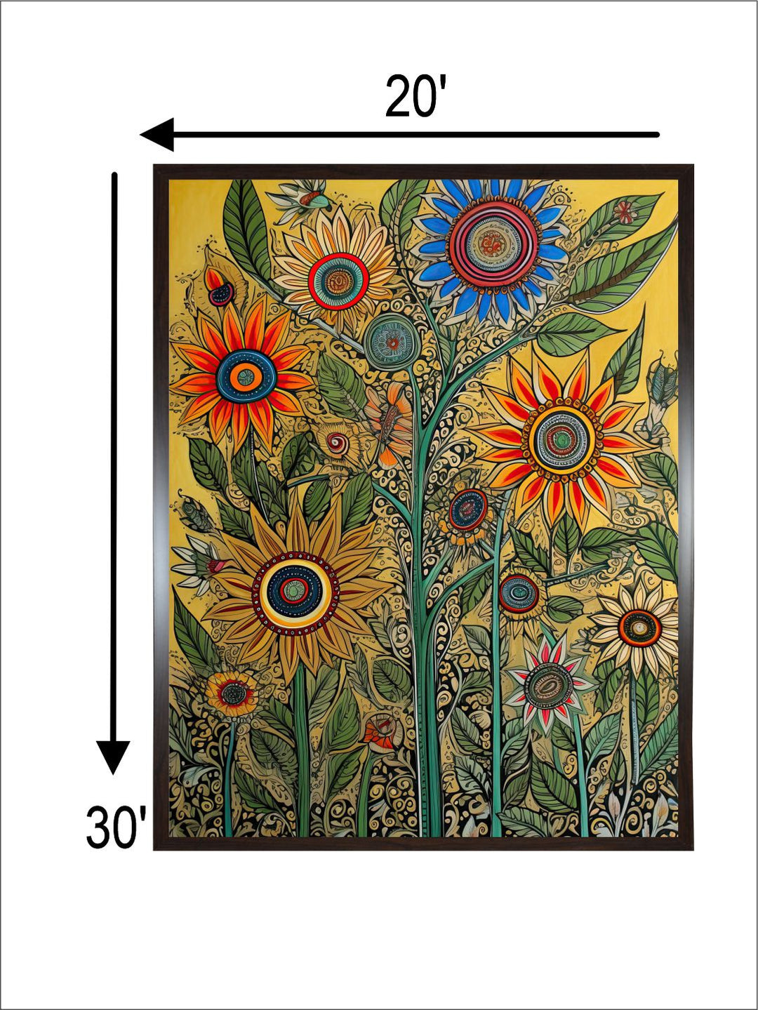 "Madhubani Floral Printed Framed Wall Art''