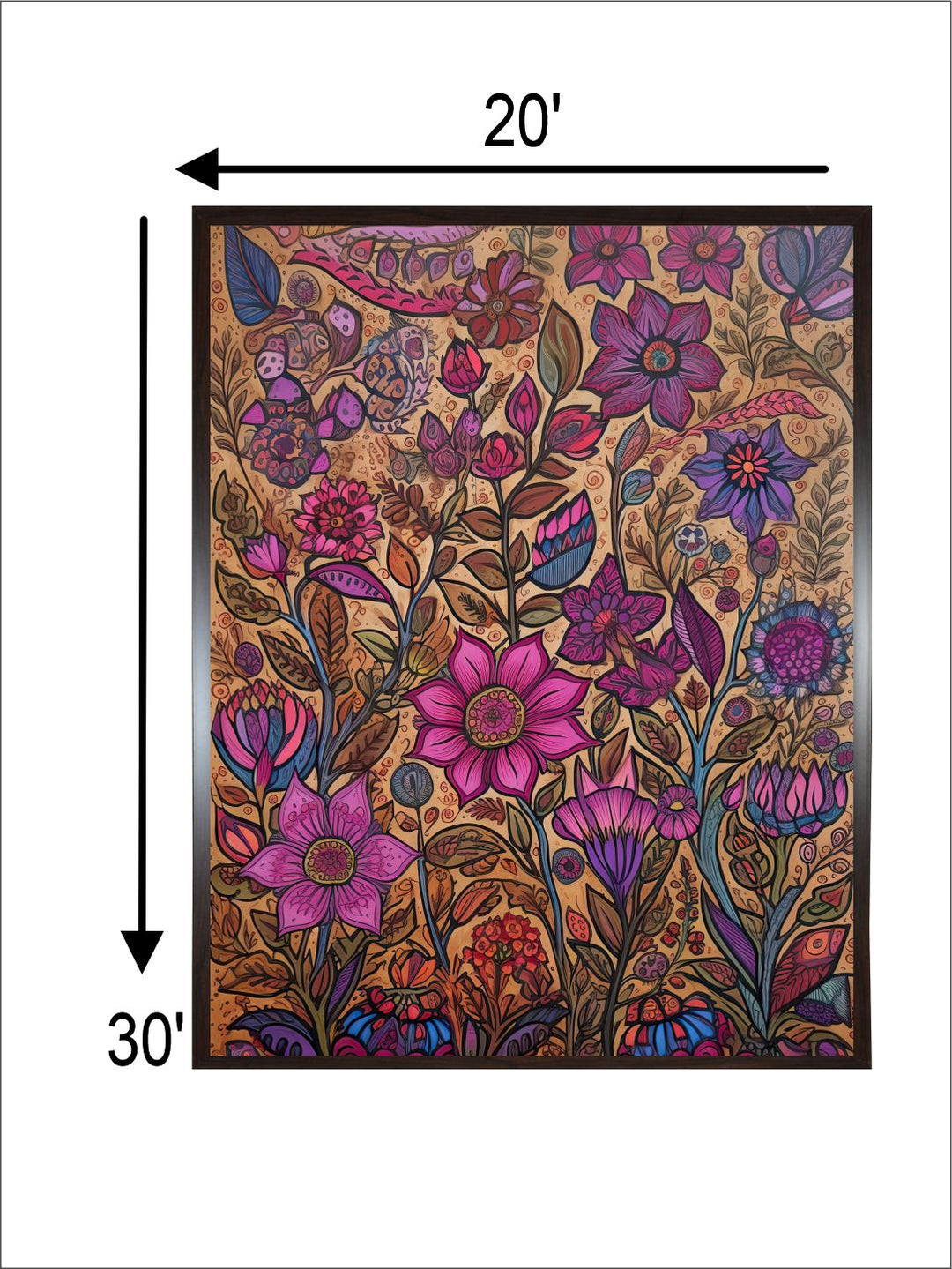 "Madhubani Floral Printed Framed Wall Art''