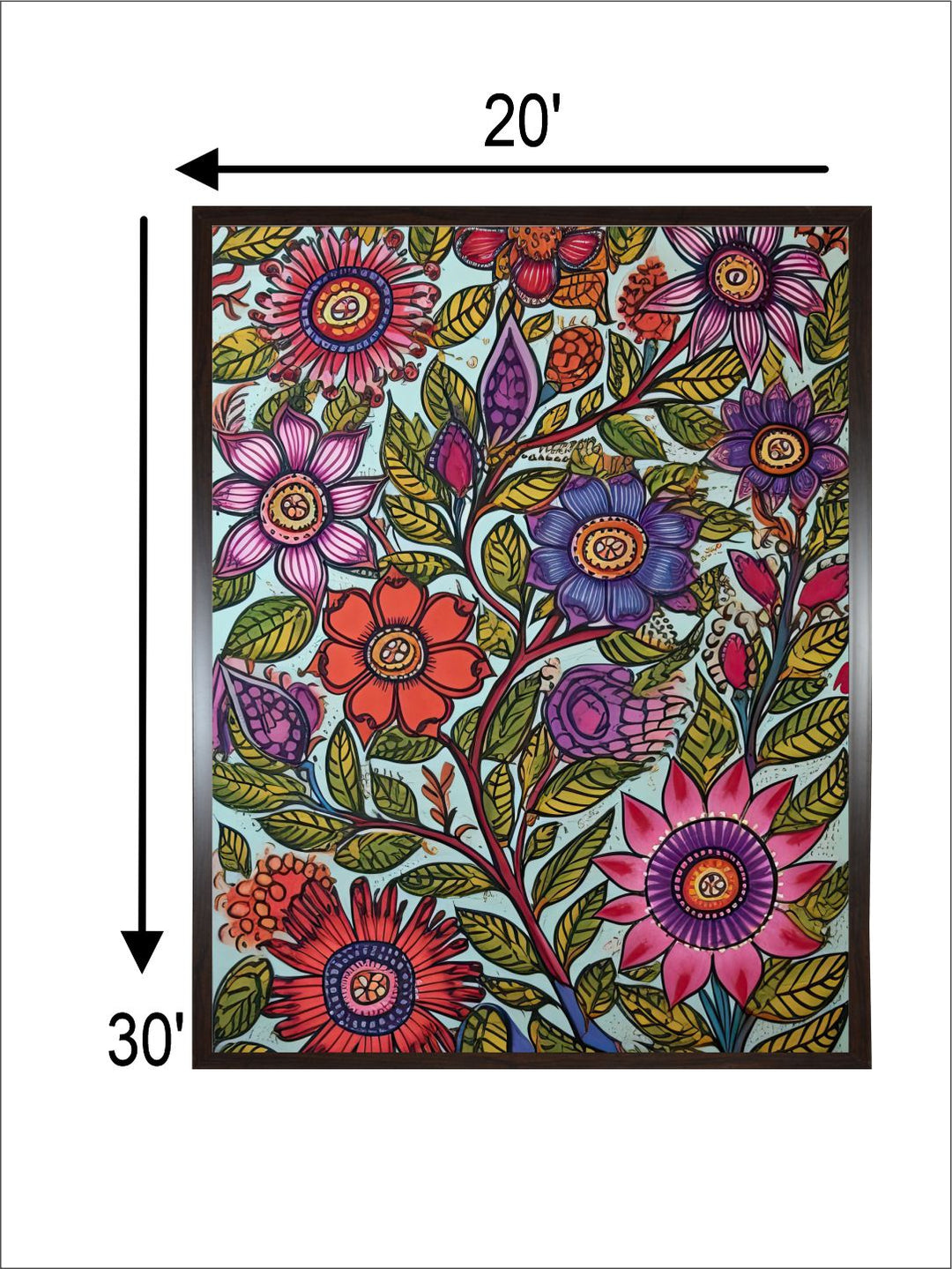 "Madhubani Floral Printed Framed Wall Art''