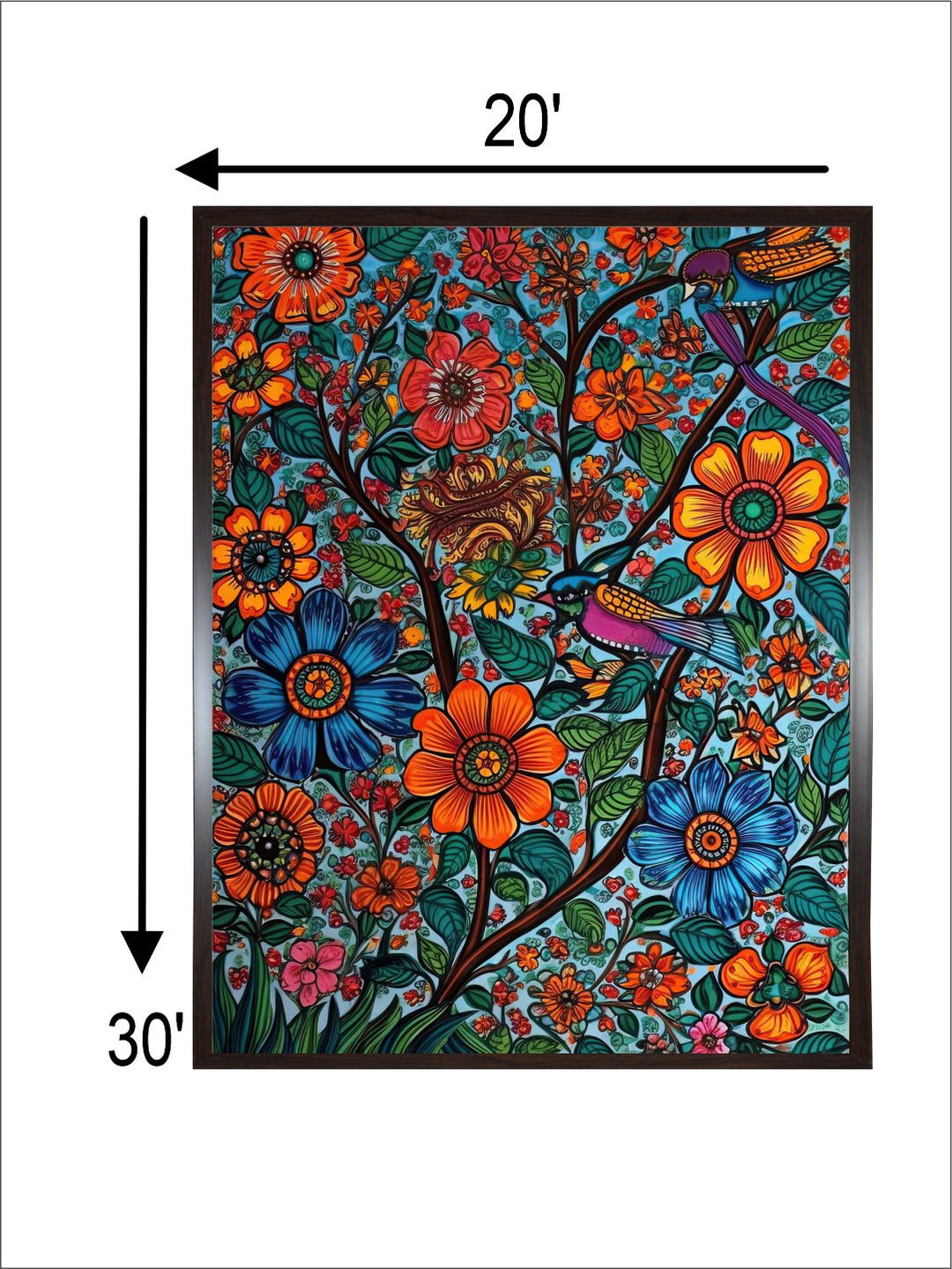 "Madhubani Floral Printed Framed Wall Art''