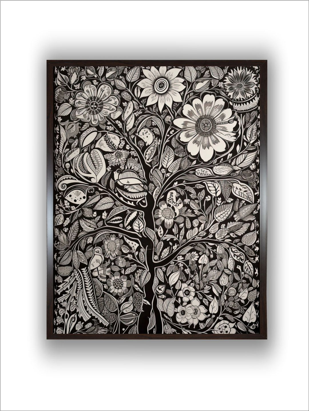 "Madhubani Floral Printed Framed Wall Art''