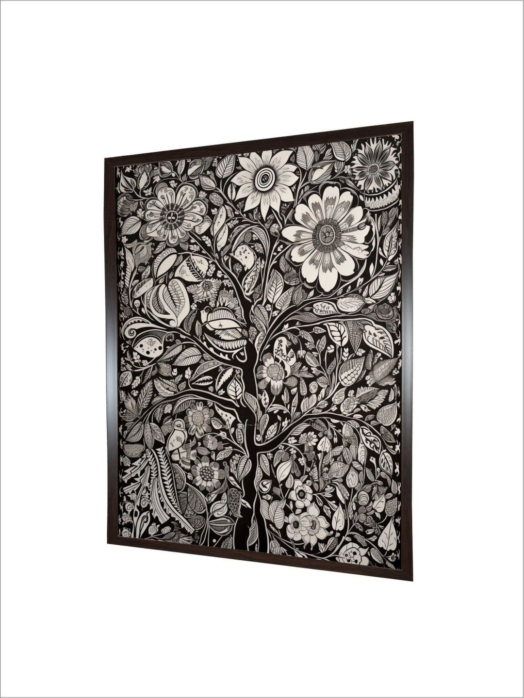 "Madhubani Floral Printed Framed Wall Art''