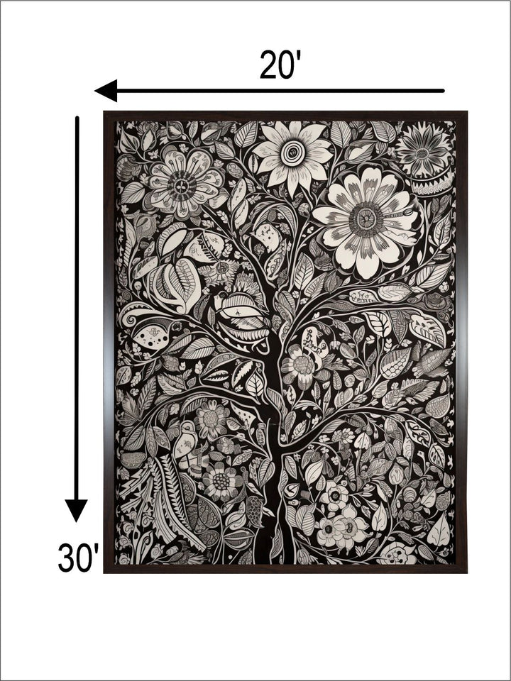 "Madhubani Floral Printed Framed Wall Art''