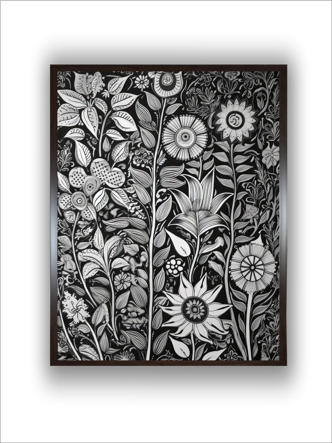 "Madhubani Floral Printed Framed Wall Art''