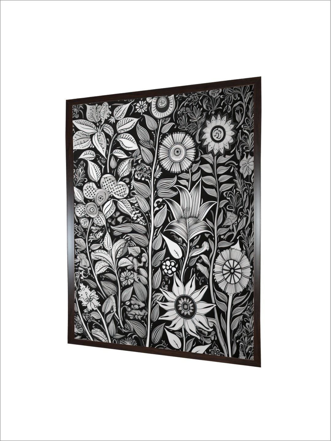 "Madhubani Floral Printed Framed Wall Art''