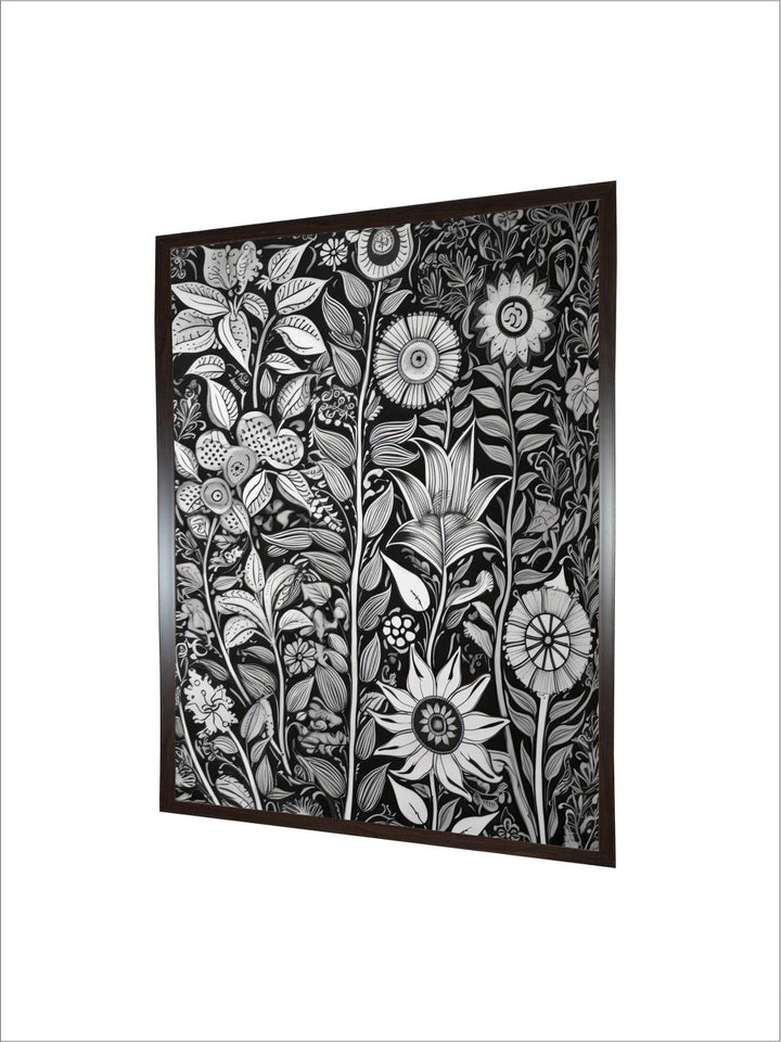 "Madhubani Floral Printed Framed Wall Art''