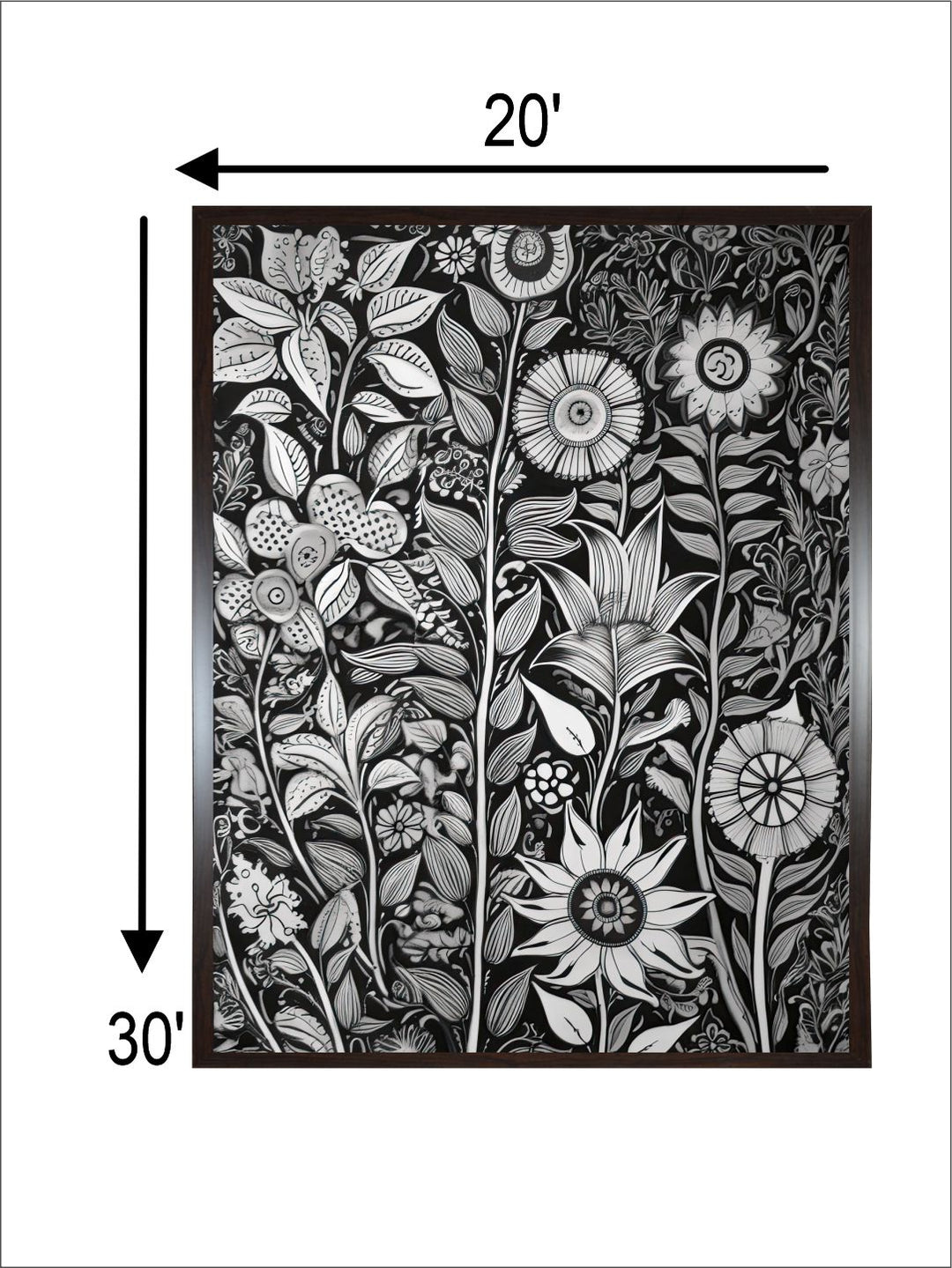 "Madhubani Floral Printed Framed Wall Art''