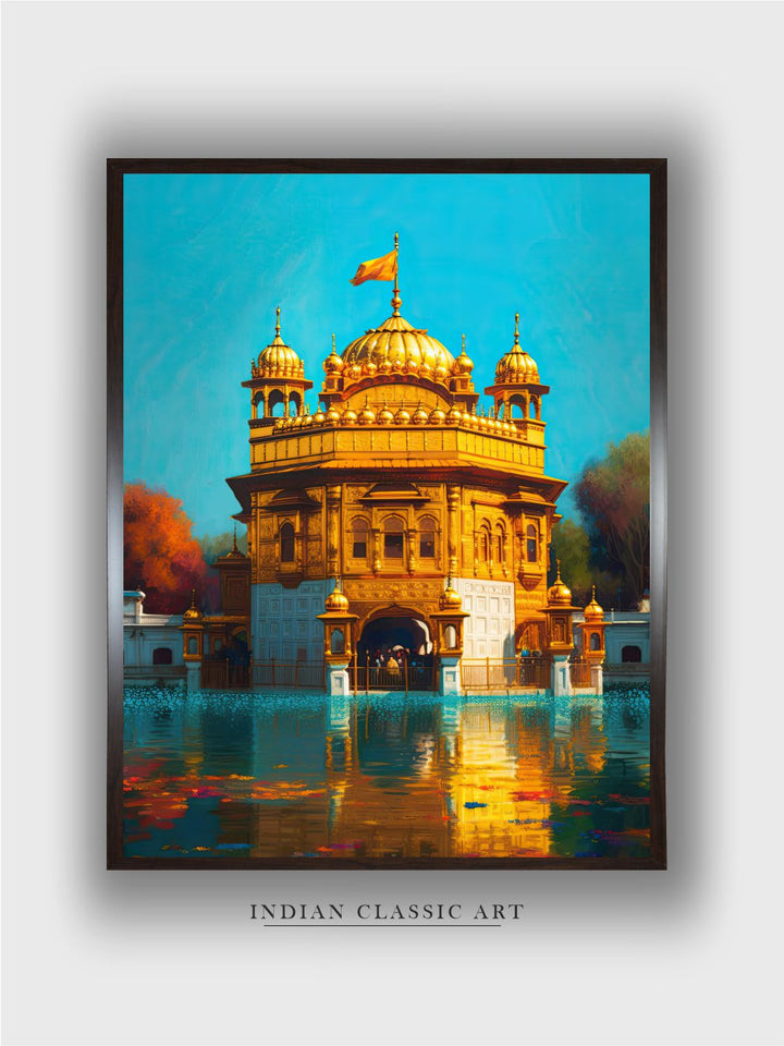 "Golden Temple Printed Framed Wall Art''