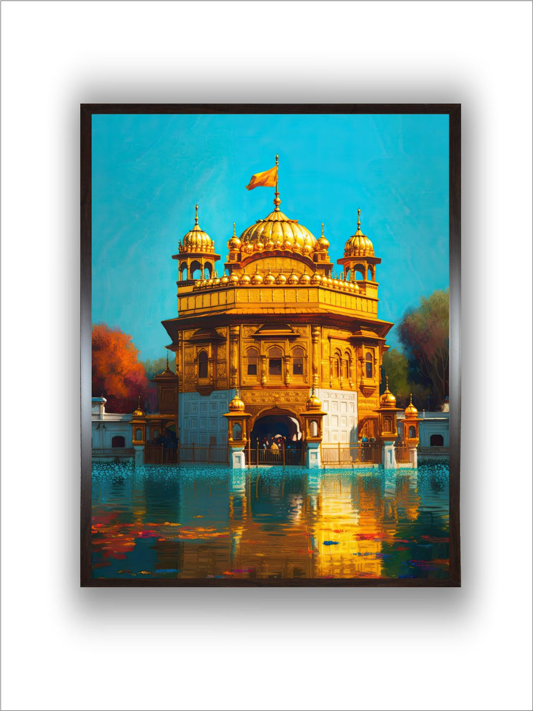 "Golden Temple Printed Framed Wall Art''