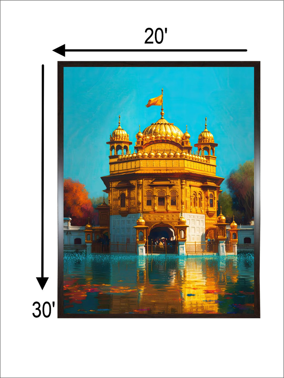 "Golden Temple Printed Framed Wall Art''